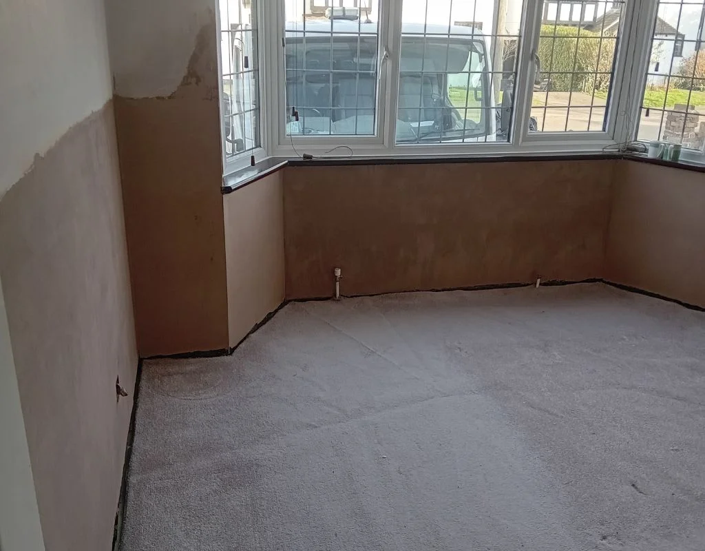 Smooth, freshly plastered walls ready for decorating
